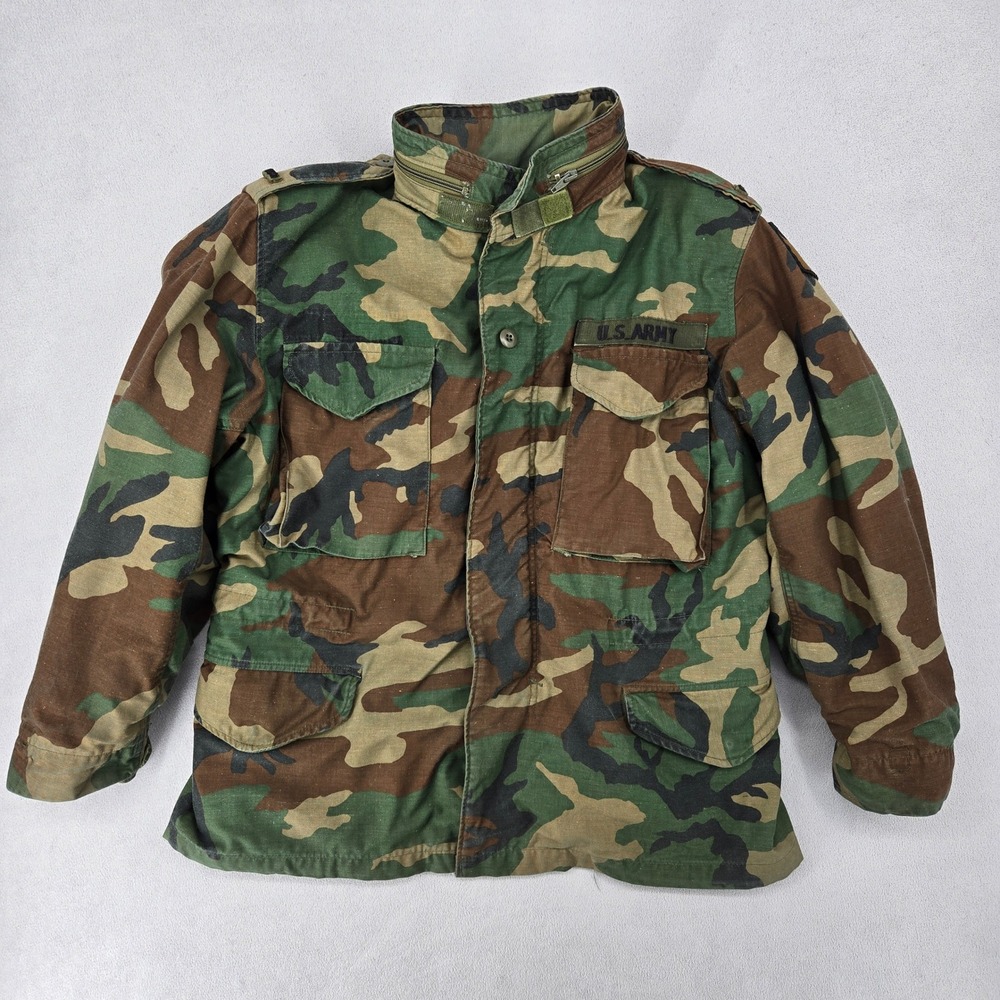 Vintage 1982 US Army Woodland‎ M65 Cold Weather Field Jacket Medium Short